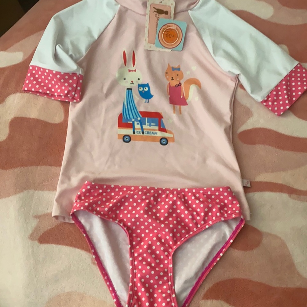 Girls brand new bathing suit cute graphics